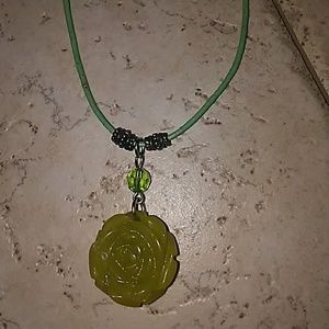Simulated Jade rose necklace